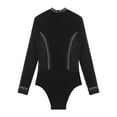 thumbnail image 4 of HULIJA Men's Latin Dance Leotard Shirt Long Sleeve Ballet Bodysuit Rumba Jazz Dance Top Black XXL, 4 of 5