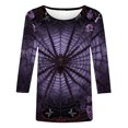 thumbnail image 4 of Yeaiivve 3/4 Sleeve Tunic Tops for Women Halloween Spider Web Printed Tee Plus Size Casual Loose Fit T-Shirts Soft Crewneck Holiday Graphic Tees XL, 4 of 5