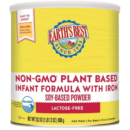 Earth's Best Non-GMO Soy Plant Based Infant Powder Formula with Iron, Omega-3 DHA & 6 ARA, 23.2 (Best Organic Soy Formula)