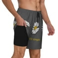 thumbnail image 3 of Picia Keep Life Simple Daisy Flower pattern Mens Swim Trunks with Compression Liner Stretch Beach Shorts Quick Dry with Zipper Pockets No-Chafing Board Shorts-Medium, 3 of 9