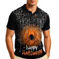 thumbnail image 3 of IAJDKMEK Halloween Men's Polo Short Sleeve Shirt - Button-Down Collar Knit Shirt, Breathable Summer Shirt for Daily Wear, Party, Golf Shirt & Halloween Costume,White S, 3 of 7