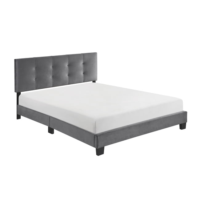 Lexicon Lit Plateforme Grand en Velours Newberry, Gris Foncé