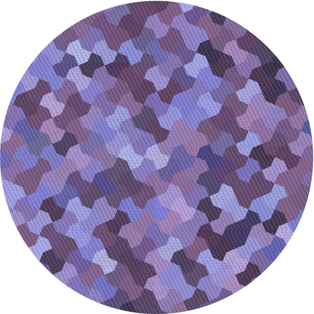 Ahgly Company Tapis Rond Lavable en Machine Intérieur Transitionnel Mimosa Violet, 4 Pieds Rond