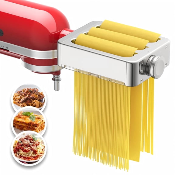 Yilush 3-in-1 vertical mixer pasta attachment, 8-speed adjustable pasta roller attachment, suitable for making wide pasta, fettuccine and flat pasta.