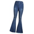 thumbnail image 3 of Pantalones Vaquero Acampanados Jeans de Mezclilla cinturo Elástica con Bolsillos de Baile para Mujer 2XL, 3 of 8