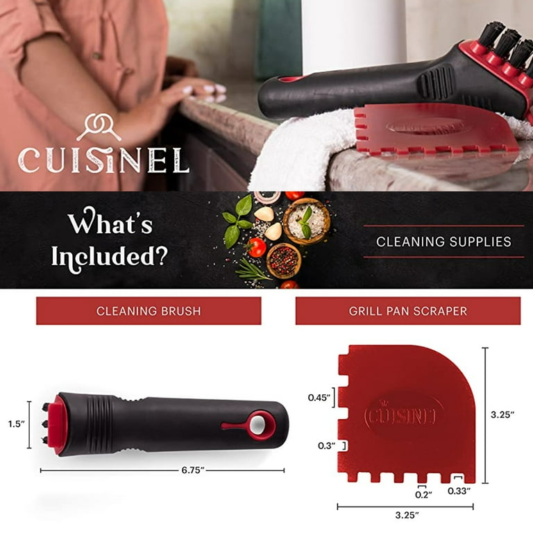  Cuisinel Cast Iron Scrubber Cleaning Brush + Pan/Grill