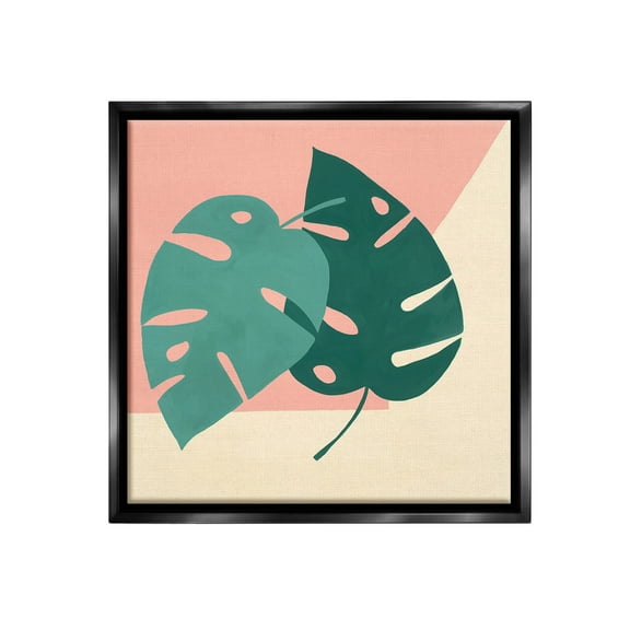 Stupell Industries Modern Monstera Leaf Botanical & Floral Painting Black Floater Framed Canvas Art Print Wall Art, 18 x 18