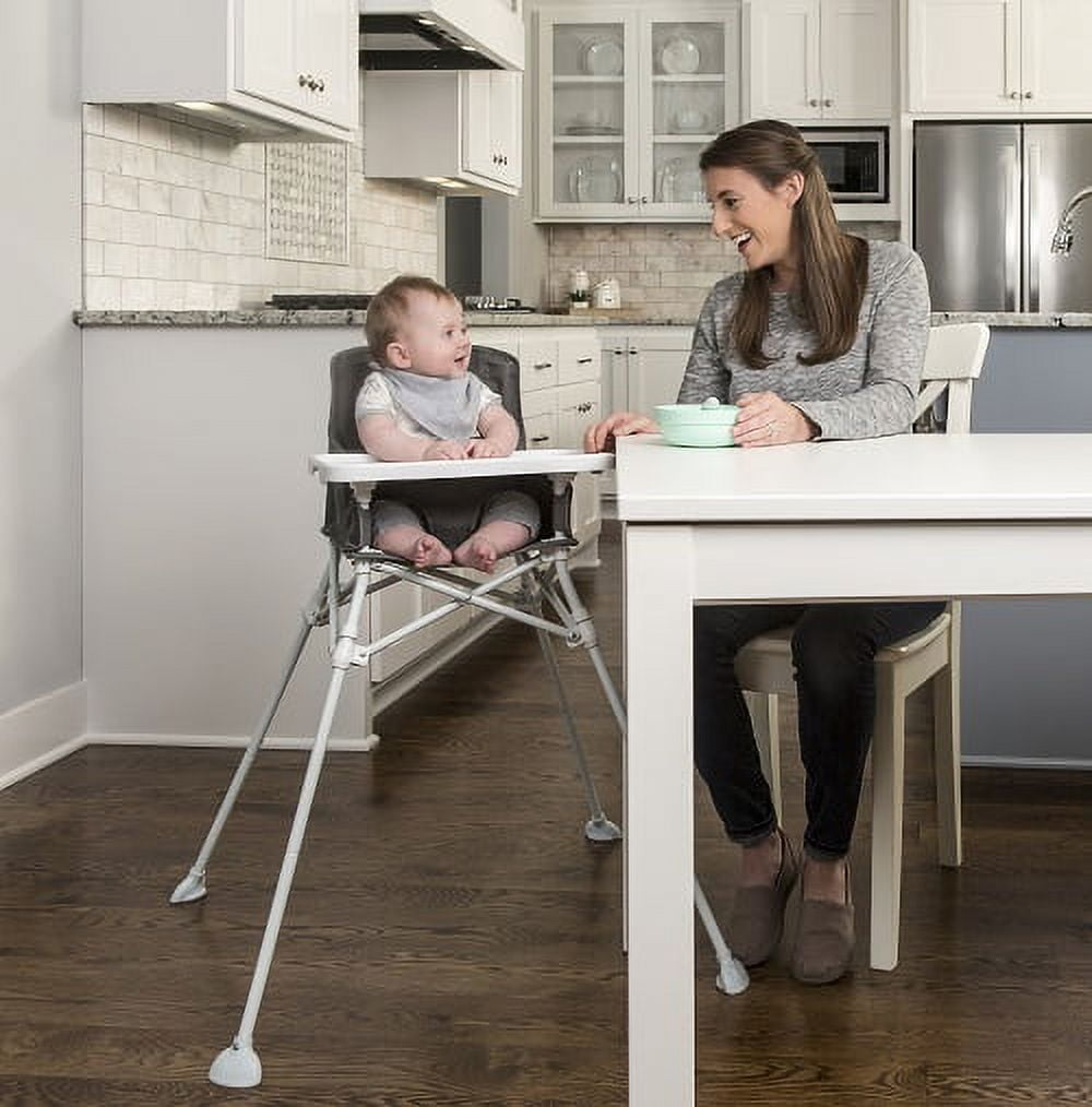 Regalo Portable High Chair with Attachable Tray for Baby Feeding, Gray, 6 to 36 Months