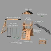Backyard Discovery Endeavor II Cedar Wood Swing Set, Slide, Play Deck, Double Rock Wall
