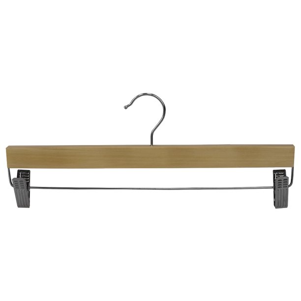 Full Width Straight Wood Skirt Hanger with Soft Grip Closure and