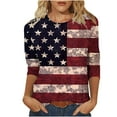 thumbnail image 2 of Weiqiqre Summer Dresses for Women 2025 Patriotic American Flag Printed T-Shirt Summer Novel Round Neck Short Sleeve Shirts, 2 of 5