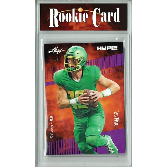 Certified Mint  Bo Nix 2023 Leaf HYPE #103A Purple Blank Back #1/1 Rookie Card Denver Broncos