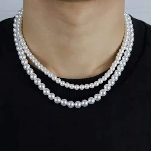 QQTDFG 3 Types 925Sterling Silver White Pearl Beaded Chains Necklace For Men Women-6mm 20"