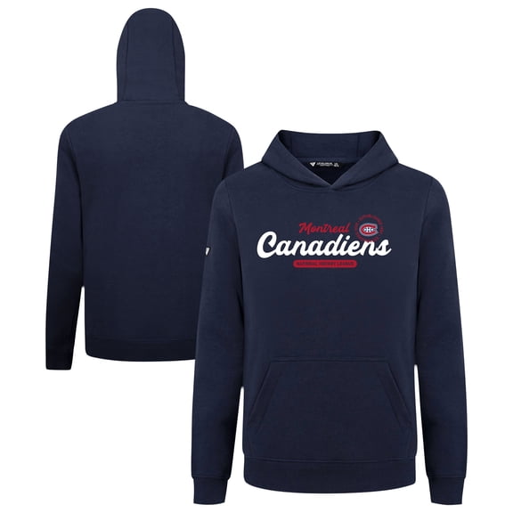 Youth Levelwear Navy Montreal Canadiens Podium Monument Pullover Hoodie