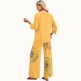 thumbnail image 6 of Two Piece Sets for Women Lounge 3/4 Length Sleeve Womens Tops Graphic Pants Summer Outfits Yellow S, 6 of 6