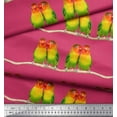 thumbnail image 3 of Soimoi Silk Fabric Branch & Colorful Parrot Bird Print Fabric by The Yard 42 Inch Wide, 3 of 3