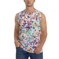 thumbnail image 2 of Lsque Colorful Watercolor Dots Print Men's Cotton Blend Sleeveless Muscle Shirts (S-3XL)- Moisture Wicking, Odor Protection, UPF 30+,Large, 2 of 8