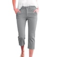thumbnail image 2 of HongQid Capri Pants for Women High Waisted Skinny Split Hem Stretchy Capris Cropped Straight Leg with Pockets, 2 of 9