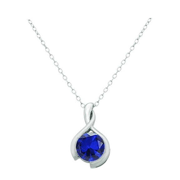 Sterling Silver Created Blue Sapphire Pendant
