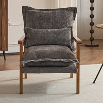 Zimtown Home Accent Chair Modern Chenille Solid Wood Armchair with Cushions and Lumbar Pillow, Metal Frame Ideal for Lounge Space, Gray