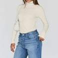 thumbnail image 6 of Women's Ribbed Turtleneck Sweater Slim Fit Long Sleeve, Fall Fashion Basic Casual Pullover Top Beige 2XL, 6 of 7
