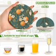 thumbnail image 2 of Yayeee 6 PCS Drink Coasters with Holder Set Woven Absorbent Round Tabletop Hot Pad, Green Floral Orange, 2 of 7