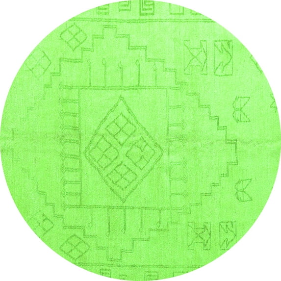 Ahgly Company Indoor Round Oriental Green Modern Area Rugs, 5' Round