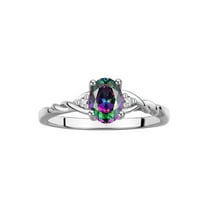 RYLOS Rings for Women Sterling Silver Classic Style Birthstone Ring 7X5MM Oval Gemstone & Diamonds June Alexandrite Jewelry for Women Size 10