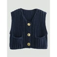 thumbnail image 6 of INAWLY Women’s Knit Sweater Vest with Pockets, Loose Fit Sleeveless Cardigan Style with Metal Button Front, 6 of 6