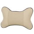 thumbnail image 5 of Walbest 1 Pack Car Neck Pillow PU Leather Travel Pillow for Head Rest Neck Support for Car Seat (Beige), 5 of 7