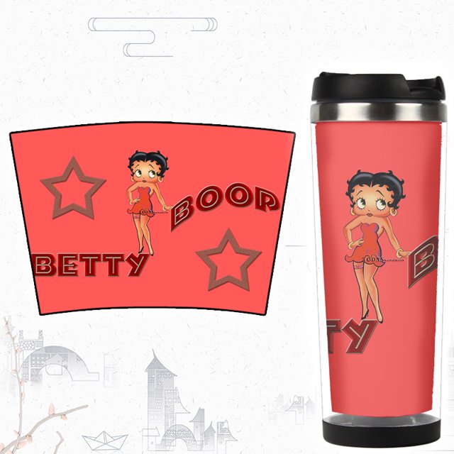 Vaso de agua original de Betty Boop, práctico vaso de dibujos animados, sencillo vaso con aislamiento de doble capa, regalo de cumpleaños, colección de pasatiempos