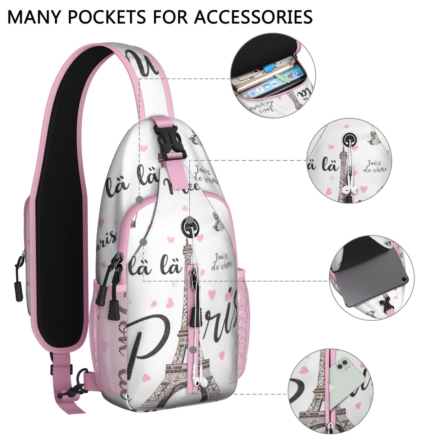 Travel Sling Bag Hiking Casual Sport Daypack Paris Gym Sports Travel Hiking Daypack Backpack Purse for Women Men