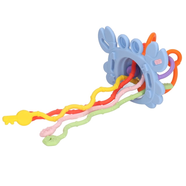Baby Toy, Soft Buttons Educational Bright Color Soft Pull String Sensory Toy For Infant For Home Blue,Red