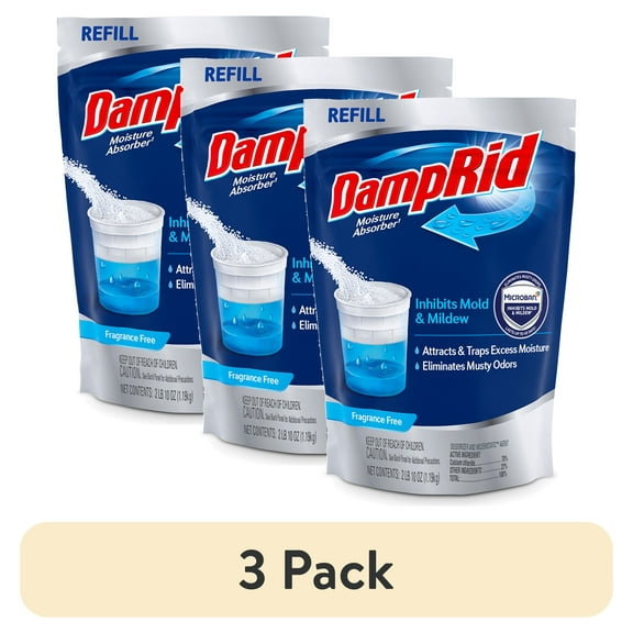 (3 pack) DampRid Moisture Absorber 42 oz Refill Bag, Fragrance Free, 1 Count