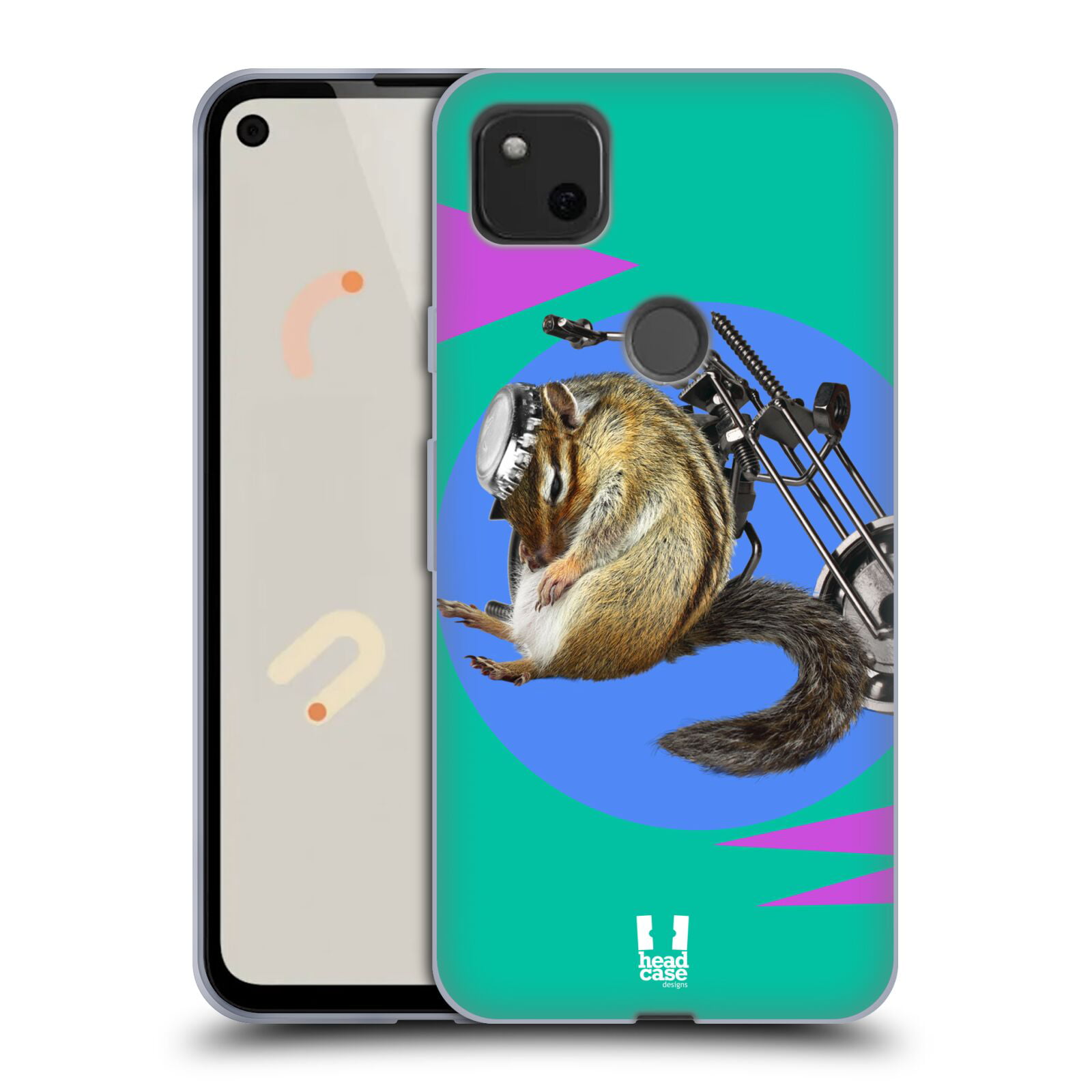 Head Case Designs Funny Animals Chipmunk Biker Soft Gel Case Compatible  with Google Pixel 4a 