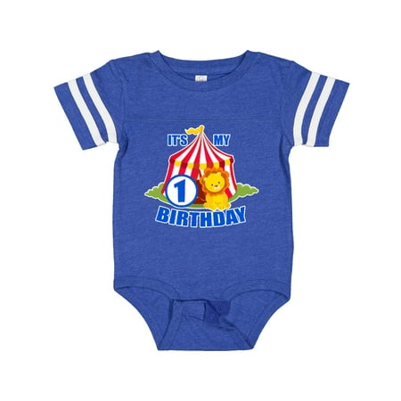 

Inktastic Its My Birthday Circus Tent with Lion 1 Year Old Gift Baby Boy or Baby Girl Bodysuit