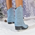 thumbnail image 4 of Viluyesy Womens Flodover Boots, Retro Western Chunky Heels Square Toe Trendy Mid Calf Slouchy Boots Blue US9, 4 of 9