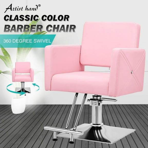 Pink Hydraulic Barber Chair with Back Cover Hair Stylist for Women Beauty Salon Equipment