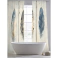 thumbnail image 5 of Blue Beige Feathers Sheer Curtains 84 Inch Length 2 Panels Set, Vintage Native Ombre Wood Grain Voile Window Treatment Rod Pocket Curtains Sheers Drapes for Bedroom/Living Room/Kitchen 52"x84"x2, 5 of 7
