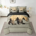 thumbnail image 2 of Erosebridal Bear Silhouette Bedding Sets Twin Size,Vintage Wooden Door Comforter Sets with Sheets,Botanican Pine Tree Bed in a Bag Twin Size,Super Cozy Room Decoration Reversible,7-Piece, 2 of 6