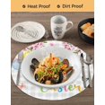 thumbnail image 3 of 15 Inch Round Placemats Set of 4, Happy Easter Non Slip Heat Insulation PP Table Mats, Spring Colorful Eggs Butterfly Grey Plaid Washable Place Mats for Kitchen Dining Party Table Decor, 3 of 7