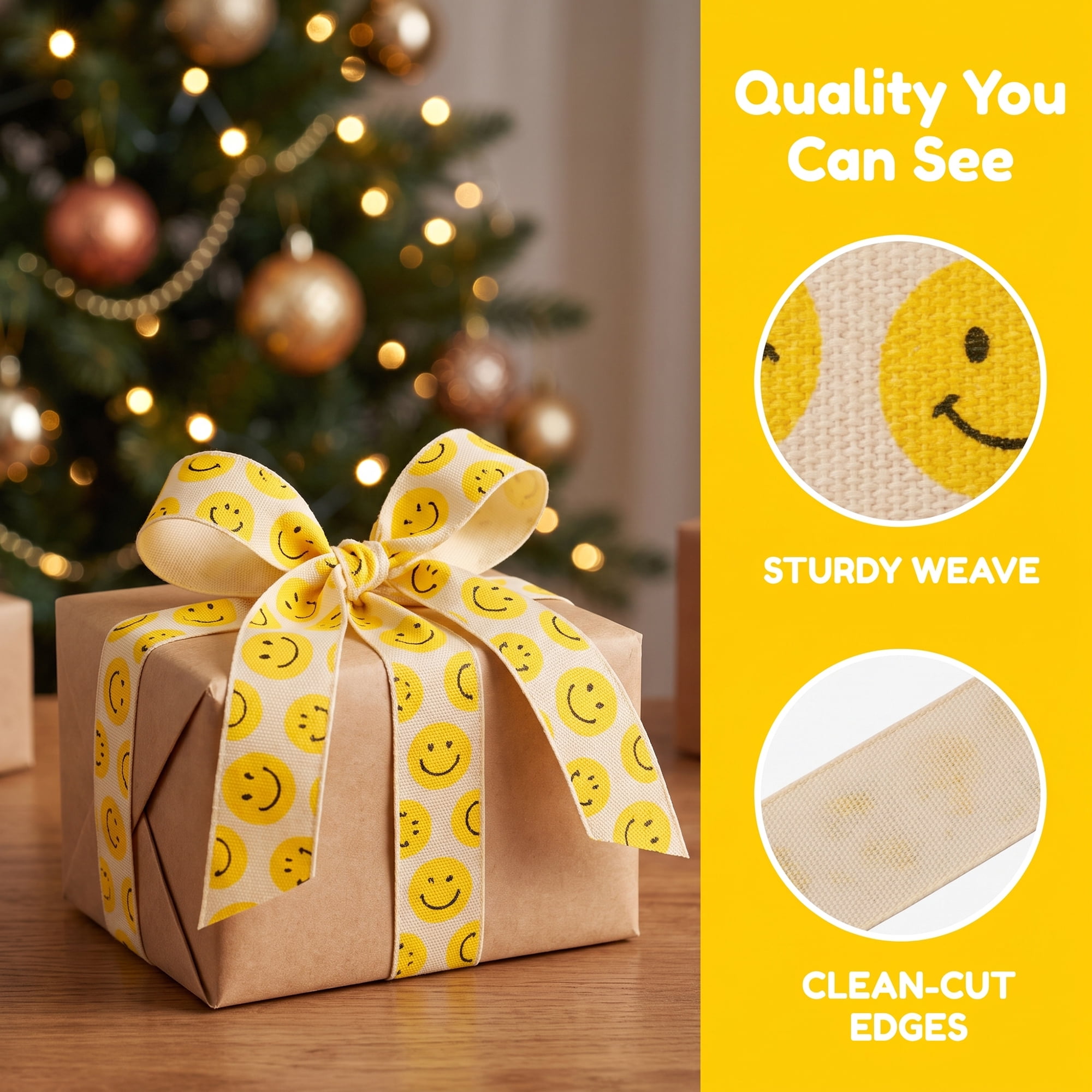 Unique Bargains Vibrant Fabric Cartoon Ribbon for Creative Gift Wrapping Projects Smile