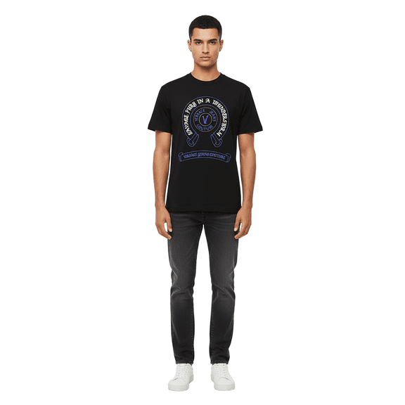 Versace Jeans Couture Black Mens Graphic Logo Short Sleeve T-Shirt-L for mens
