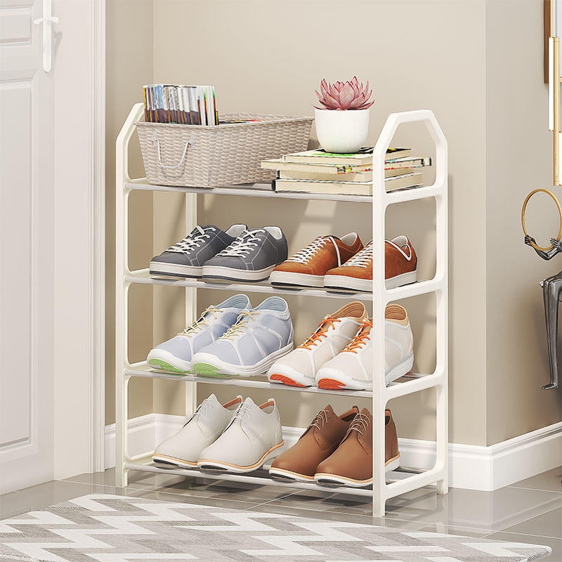 YUANOU 4 Tiers Shoe Rack Practical Shoe Cabinet for Home Dorm Room Balcony Multifunctional Removable Assembly Storage Shelf Hanger Rack Black Walmart