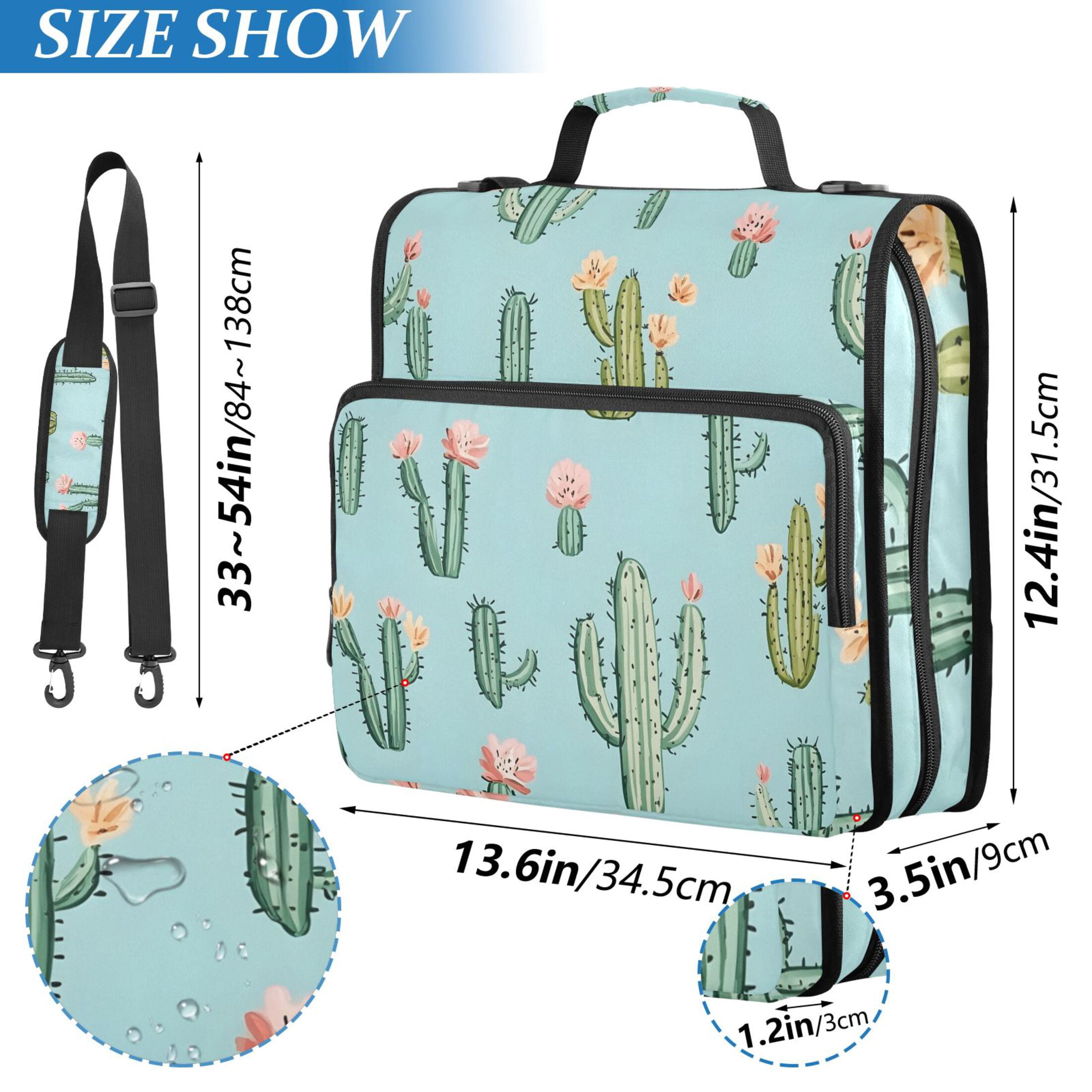 ALAZA Zipper Binder Cactus Flower 3 Ring Trapper Keeper File Folder Organizer Bag