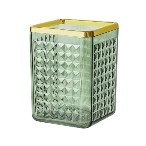 Vintage Makeup Brush Holder Organizer, Clear PET Cosmetic Storage Cup, Multifunctional Vanity Countertop Pencil and Lipstick Holder(Green,11.5x8x8cm)