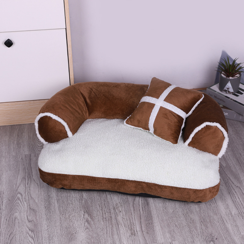 Colourtree Brown Calming Pet Bed Luxury Comfortable Pet Bed Sofa Warm Dog Bed Puppy House Kennel Cozy Cat Nest Sleepping Mat Cushion Cat Bed and Dog Bed