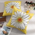 thumbnail image 6 of Spring Daisy Pillow Covers 18x18 Set of 2 Cute Floral Yellow Summer Outdoor Decorative Throw Pillows Farmhouse Flower Pillowcases Linen Cushion Case Decor for Home Sofa Couch Bed, 6 of 7