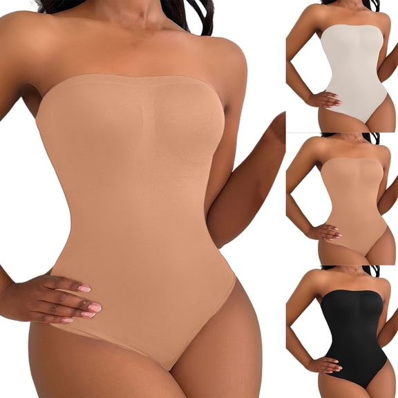 Bovxnpu Womens Strapless Seamless Bodysuits Shaping Top Bottoms