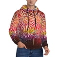 thumbnail image 2 of Pofeuu Fireworks Print Mens Casual Hooded Collar Drawstring Hoodies Pullover Sweatshirts Casual Long Sleeve Shirts-X-Large, 2 of 7